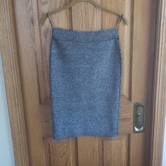 BCBG Scarlett Lurex Silver Bandage Skirt - Picture 1 of 6